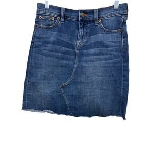J. CREW Women's Denim Skirt Distressed with Fringe Size 2
